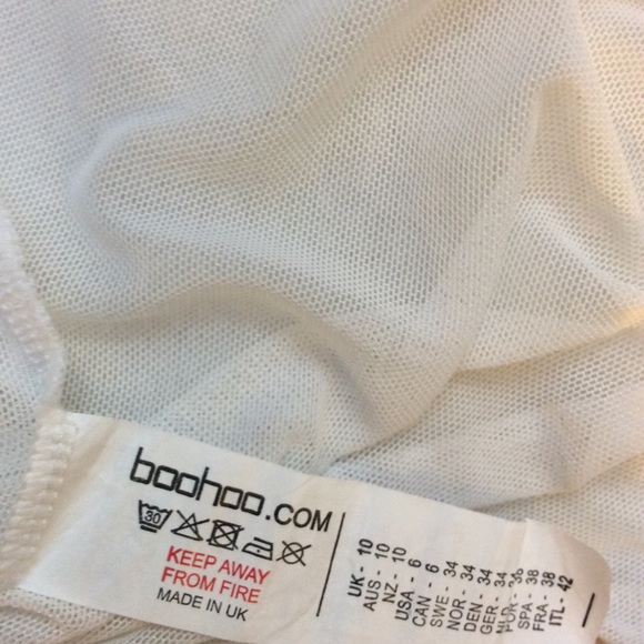 Boohoo white sheer 3/4 ruffle sleeve peplum blouse - Picture 4 of 5